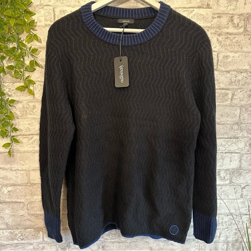 allbirds Black and Blue Crewneck Sweater
